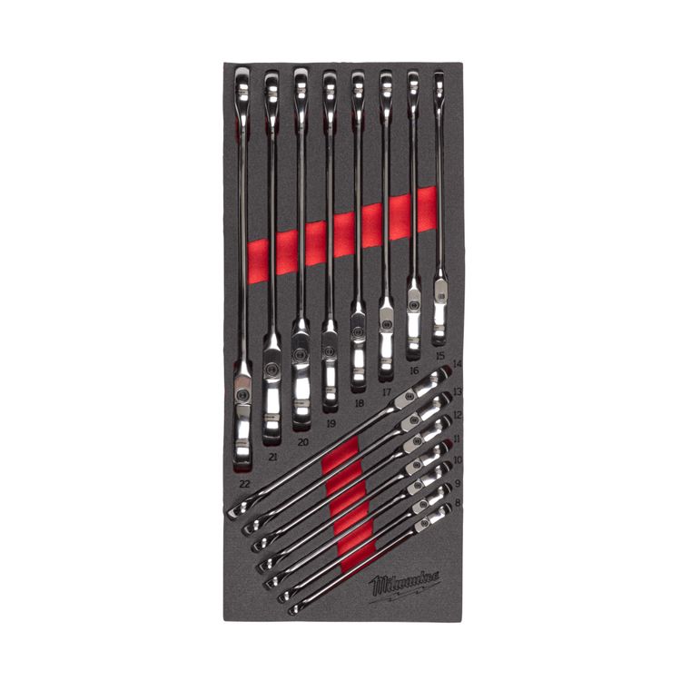 Tootefoto - Liigendiga lehtsilmusnarrede komplekt Milwaukee MAX BITE, t riistak russe, 8-22 mm, 15-osaline