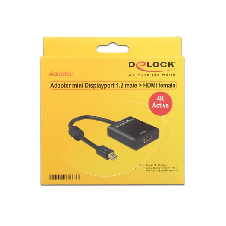 Tootefoto - DeLOCK 62611 videokaabliadapter 0,2 m Mini DisplayPort HDMI t p A (Standard) Must