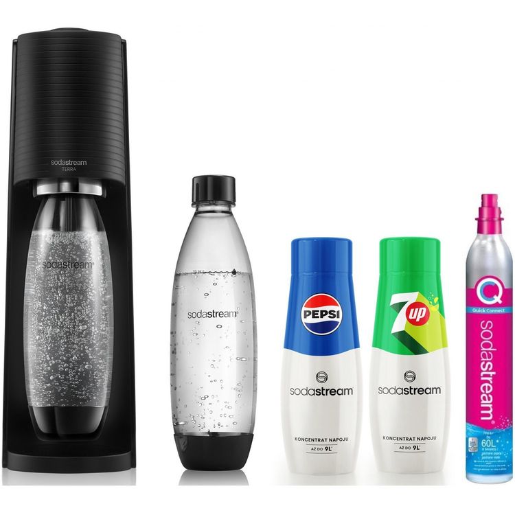 Tootefoto - Sodastream Terra Saturator + 2 pudelit + must gaas + Pepsi siirup, 7Up