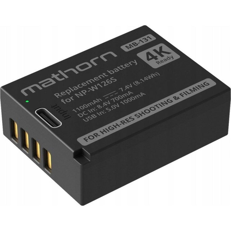 Tootefoto - ExtraLink aku Mathorn MB-131 aku 1100mAh USB-C asendus NP-W126S