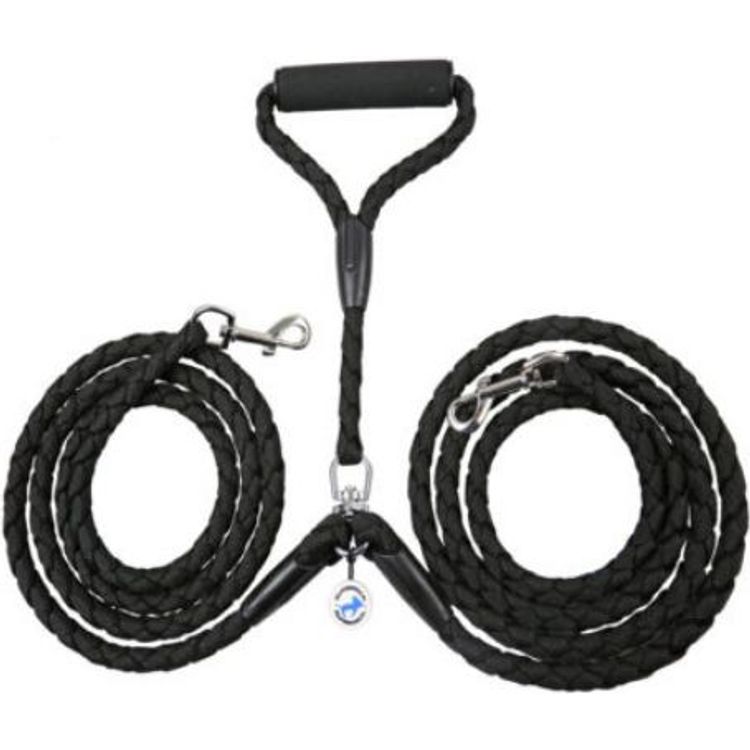 Tootefoto - All For Dogs Podw jna smycz dla ps w czarna 2.5m