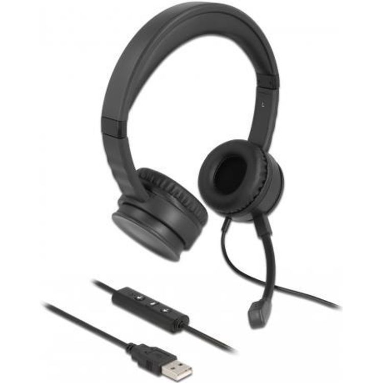 Tootefoto - DeLOCK 27180 k rvaklapid ja peakomplekt K rvaklapp Juhtmega hendatud Peav ru USB t p A Must