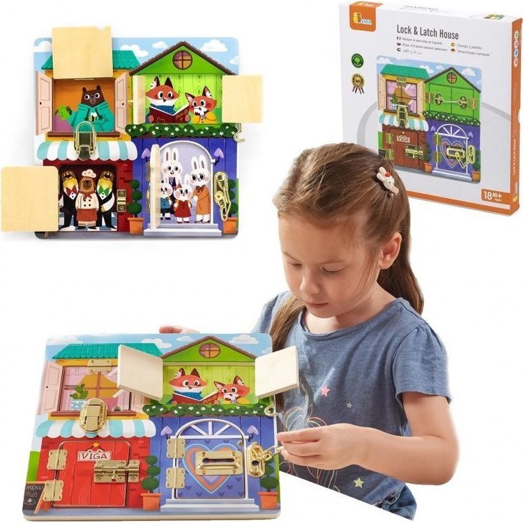 Tootefoto - Viga Viga Wooden Manipulation Board Lock and Latch Montessori House