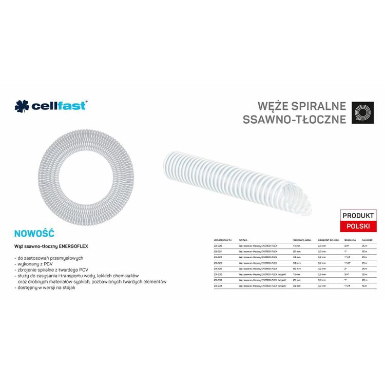Tootefoto - CF.SUCTION AND DELIVERY HOSE FOR PUMPS 32mm x 16mb CLEAR ENERGO-FLEX FOR STAND