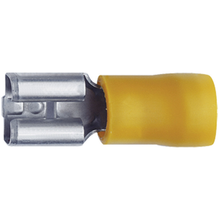 Tootefoto - Klauke 8503 Blade Receptacle Connector Width: 4.8 Mm Connector Thickness: 0.8 Mm 180 Partially Insulated Yellow 1 Pc(S)