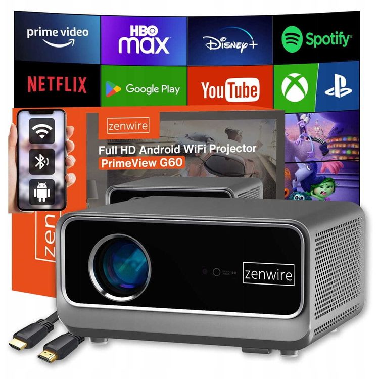 Tootefoto - Projektor Zenwire Projektor Rzutnik Android Google TV FULL HD 4K 39000lm WiFi Przeno ny SMART Zenwire G60