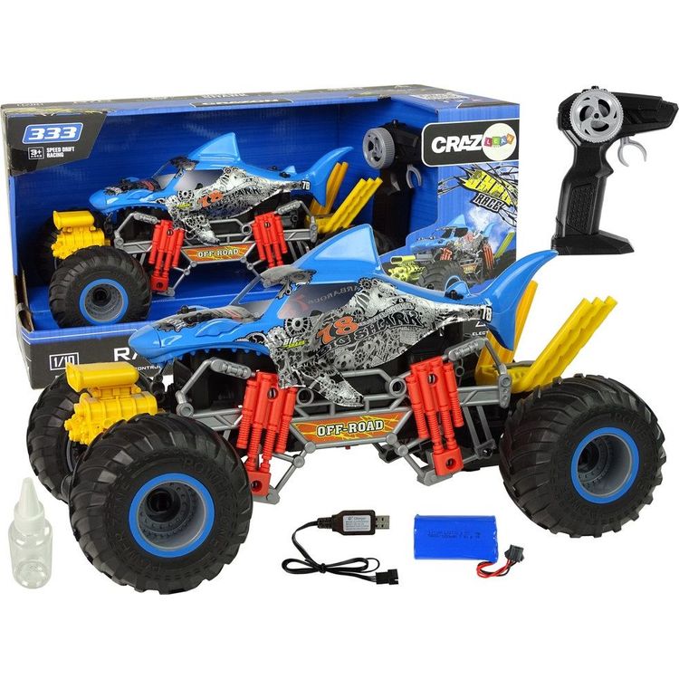 Tootefoto - Import leantoys Auto Terrain Shark Remote Controlled 1:10 2.4G Blue 15km / h Water Steam
