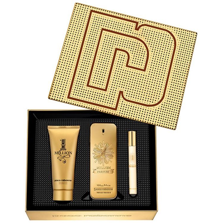 Tootefoto - Komplekt Paco Rabanne: 1 miljon, tualettvesi, meestele, 100 ml + 1 miljon, tualettvesi, meestele, 10 ml + 1 miljon, du igeel, k igile nahat pidele, 100 ml meestele