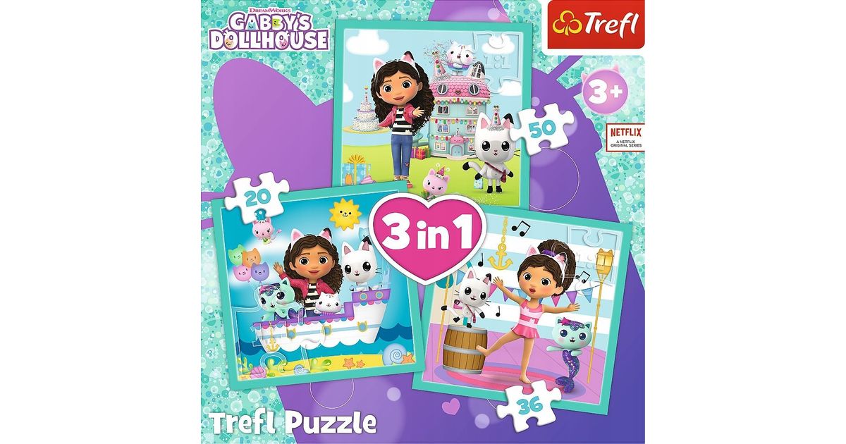 Trefl Puzzle 3in1 Activities Gabby the Cat Gabby's Dollhouse - Puzzles ...