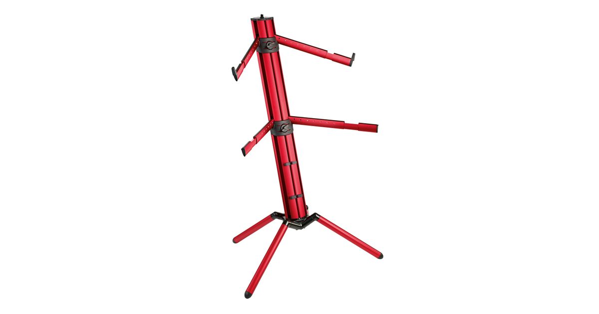 K&M Spider Pro Keyboard Stand, Alu, red, 3/8'' Screwed Flange, incl. 2x