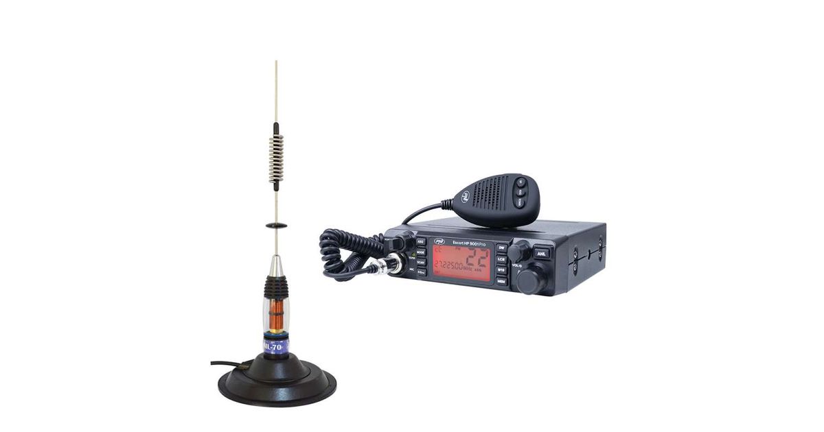 Pack Radio CB PNI Escort HP 8024 + Antenne ML70 Magnétique – 40 Canaux, 4W – Pour Voiture, Camion – 12-24V